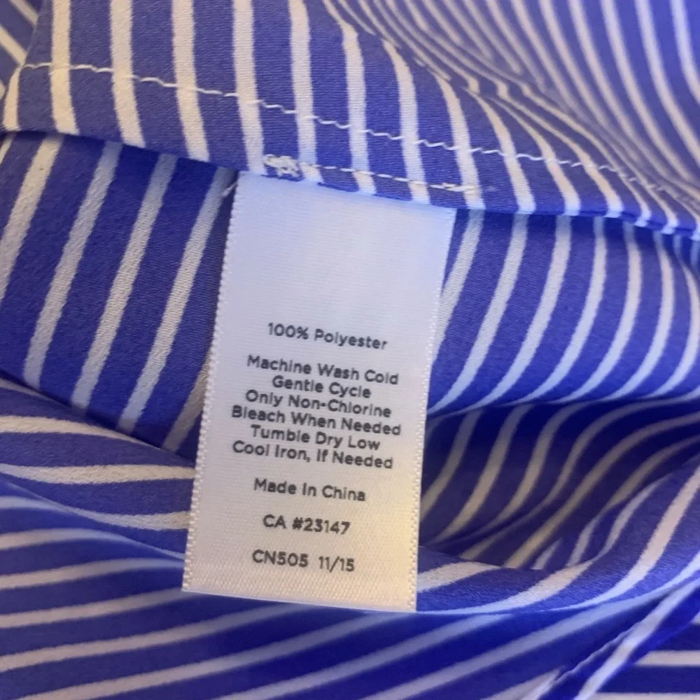 Talbots white and blue stripe tie front top - Picture 11 of 12